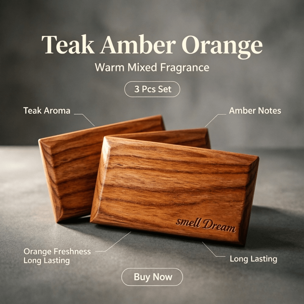 Home Fragrance Oud - น้ำหอมปรับอากาศในรถยนต์ กลิ่นไม้สักอำพันส้ม ชุด 3 ชิ้น กลิ่นหอมติดทนนาน